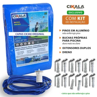 Capa para Piscina CK300 Micras 6,5x3,5 de Polietileno - Proteção Contra Sujeira, Poeira e Folhas + Kit de Instalação