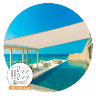 Tela Shade 90% Sombreamento Areia Reforçada 6x4 - Cobertura Garagem Pergolado Piscina Área Externa