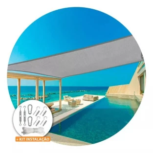 Tela Shade 90% Sombreamento Cinza Reforçada 2x2 - Cobertura Garagem Pergolado Piscina Área Externa