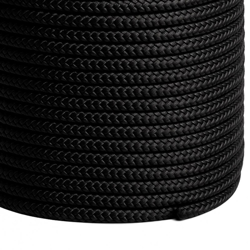 Corda Poliéster 8mm Trançada Preta - Multiuso Resistente para