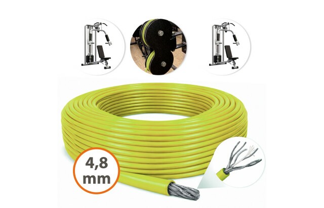Cabo de Aço Revestido Verde Lemon 4,8mm 3/16 6x19 AF Galvanizado G-FORCE Flexível - Polias Academia Máquinas Guarda Corpo