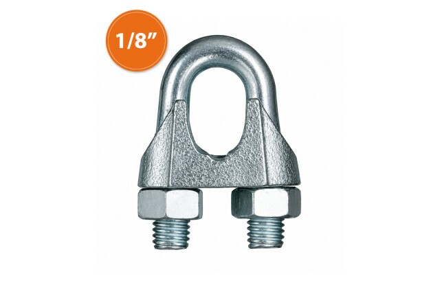 Clip Grampo Galvanizado com Porcas 3,2 mm 1/8" para Cabo de Aço 3,2 mm