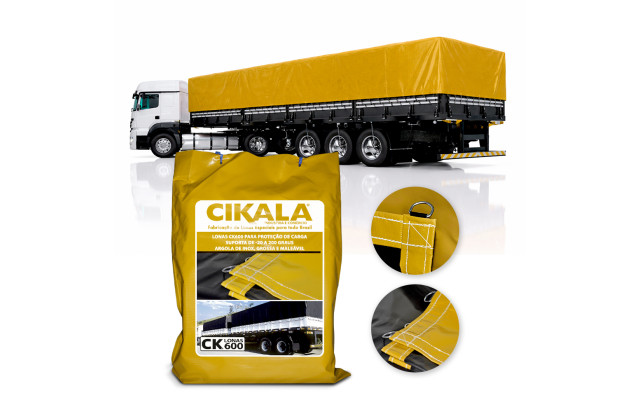 Lona de Caminhão Amarela x Preta CK600 Micras PVC Emborrachado - Resistência Proteção Segurança Grandes Cargas M2