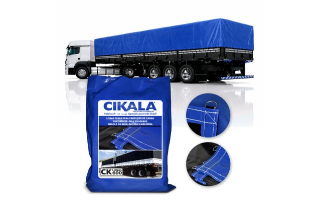 Lona de Caminhão Azul x Preta CK600 Micras PVC Emborrachado - Resistência Proteção Segurança Grandes Cargas M2