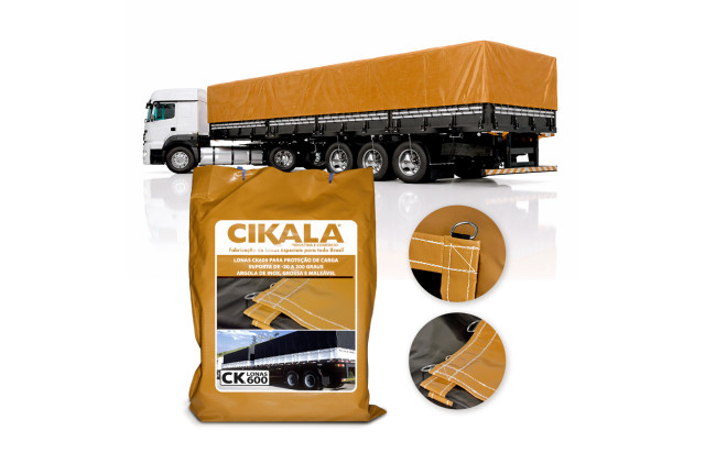 Lona de Caminhão Laranja x Preta CK600 Micras PVC Emborrachado - Resistência Proteção Segurança Grandes Cargas M2