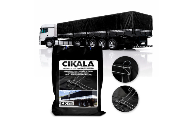 Lona de Caminhão Preta x Preta CK600 Micras PVC Emborrachado - Resistência Proteção Segurança Grandes Cargas M2