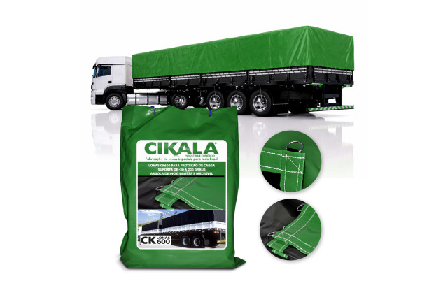 Lona de Caminhão Verde x Preta CK600 Micras PVC Emborrachado - Resistência Proteção Segurança Grandes Cargas M2