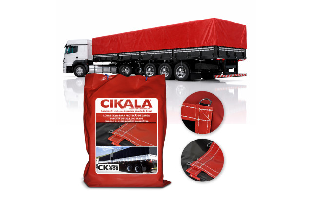 Lona de Caminhão Vermelha x Preta CK600 Micras PVC Emborrachado - Resistência Proteção Segurança Grandes Cargas M2