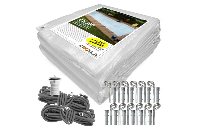 Capa para Piscina CK300 Micras Polietileno Translúcida + Kit de Instalação - Proteção contra Sujeira, Poeira e Folhas M2