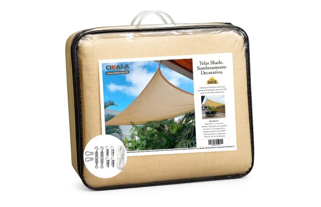 Tela Shade Sombreamento Areia 2.5x2 Metros +Kit Fixação