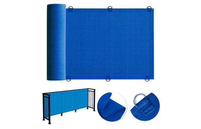 Tela Privacidade para Cerca Azul com Bainha 1/2 Argola de Fixação para Muros Varandas