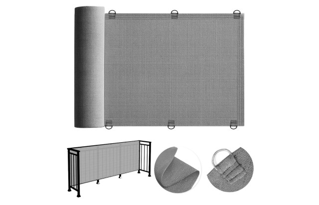 Tela Privacidade para Cerca Cinza com Bainha 1/2 Argola de Fixação para Muros Varandas