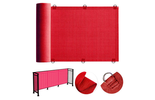 Tela Privacidade para Cerca Vermelha com Bainha 1/2 Argola de Fixação para Muros Varandas