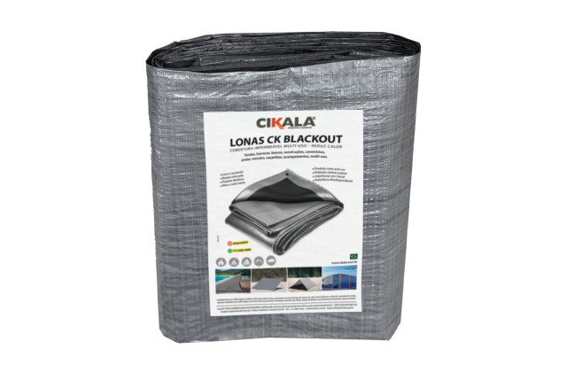 Lona Plástica Blackout Cinza Preta Impermeável CK100 Micras 5x3 M Cobertura de Telhado Barraca Obras Material de Construção