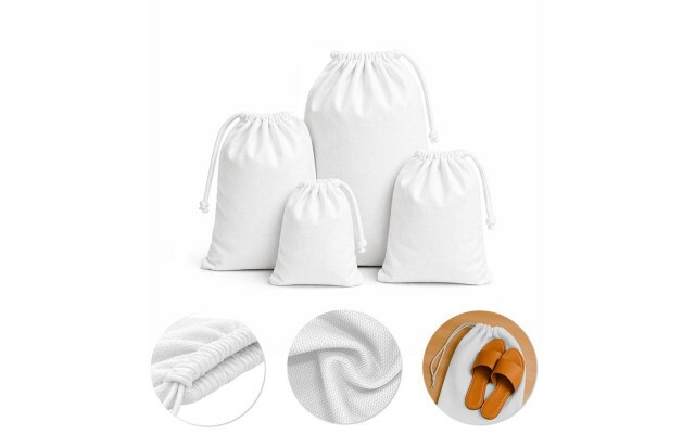 Saco Organizador Multiuso Branco Kit com 4 Peças para Viagem, Mala e Organização Tamanhos Variados