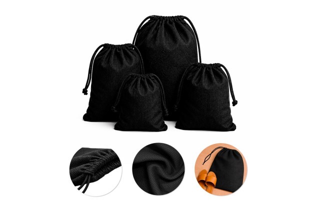 Saco Organizador Multiuso Preto Kit com 4 Peças  para Viagem, Mala e Organização Tamanhos Variados
