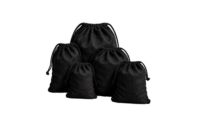 Saco Organizador Multiuso Preto Kit com 5 Peças  para Viagem, Mala e Organização Tamanhos Variados