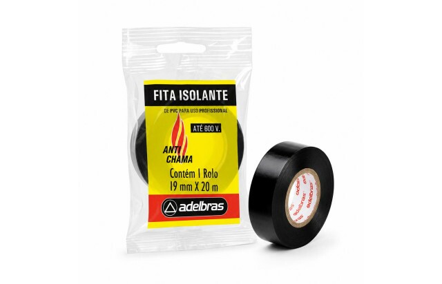 Fita Isolante Antichama 19 mm x 20 m Preta para Uso Elétrico