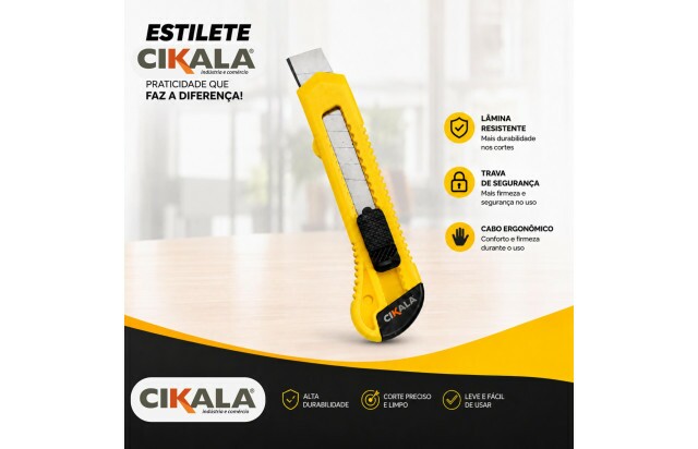Estilete Largo 18 mm Amarelo com Lâmina Segmentada | CIKALA