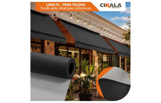 Lona para Toldo Preto Fundo Gelo 1x1,40 M em PVC - Perfeita para Toldos Retráteis e Cortinas