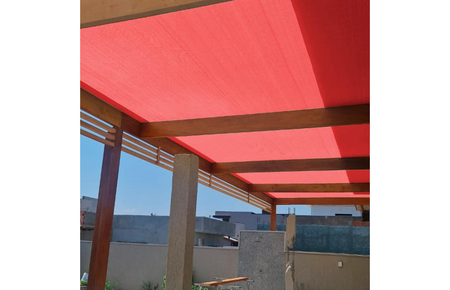 Forro Tela para Pergolado Vermelho Shade 90 % Sombreamento Proteção UV - Cobertura Áreas Externas Gourmet