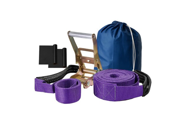 Slackline Roxo 10 M Catraca + Alças + Protetores + Bolsa