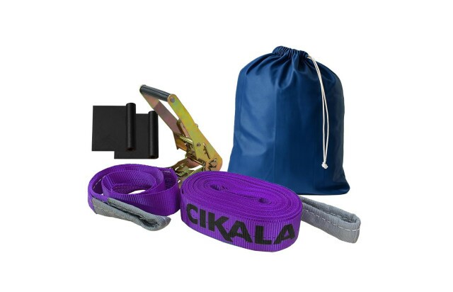 Slackline Roxo 15 M Catraca + Alças + Protetores + Bolsa