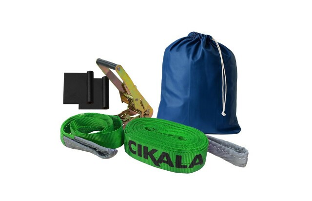 Slackline Verde 15 M Catraca + Alças + Protetores + Bolsa