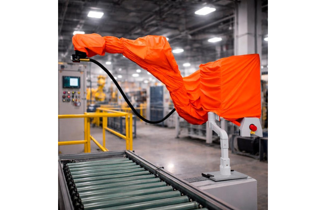 Manga de Proteção para Braço Robótico Contra Cavaco e Fluido de Corte Protege Eixos