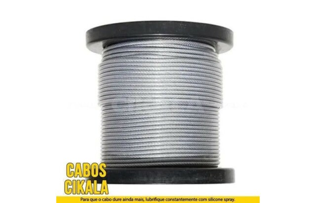 Cabo de Aço Galvanizado 6X7 Sem Revestimento 4,8mm 3/16” Alma de Fibra
