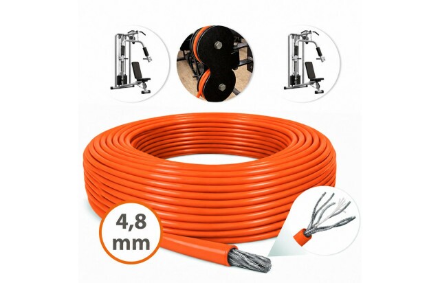 Cabo de Aço Revestido Laranja 4,8mm 3/16 6x19 AF Galvanizado G-FORCE Flexível - Polias Academia Máquinas Guarda Corpo