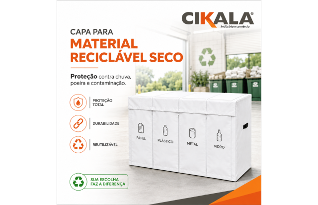 Capa para Material Reciclável Seco com Proteção contra Chuva Poeira e Contaminação