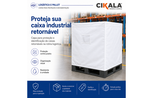 Capa para Caixa Industrial Retornável para Proteção de Peças e Componentes