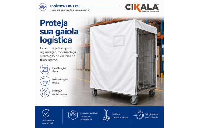 Capa para Gaiola Logística para Proteção de Volumes em Transporte