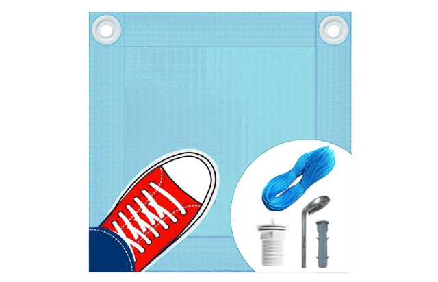 Capa de Segurança para Piscina CKP550 Azul Bebê + Kit de Instalação - Suporta Peso, Evita Quedas e Acidentes M2