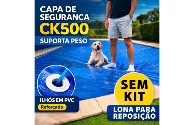 Lona de Segurança Reposição para Piscina CK500 Micras sem Kit de Instalação - Suporta Peso, Evita Quedas e Acidentes M2