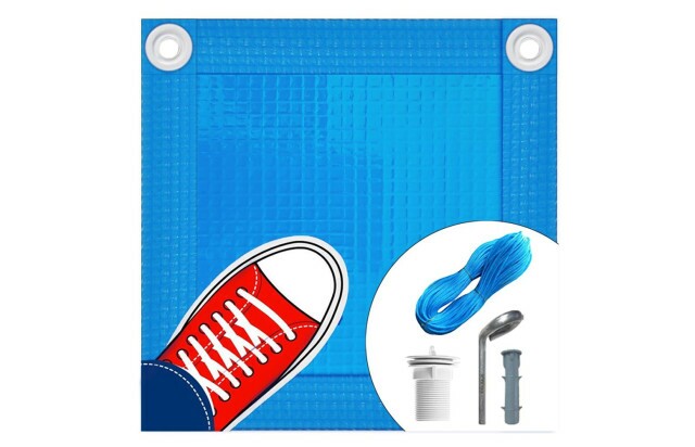 Capa de Segurança para Piscina CKP550 Azul Bebê + Kit de Instalação - Suporta Peso, Evita Quedas e Acidentes M2