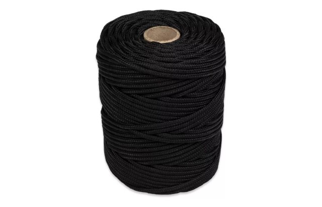 Corda Poliéster 4mm Preta Trançada Rolo 1KG Multiuso Resistente para Amarração