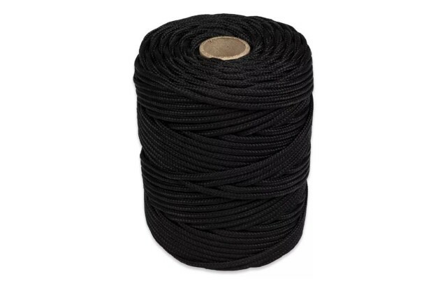 Corda Poliéster 5mm Preta Trançada Rolo 1KG Multiuso Resistente para Amarração