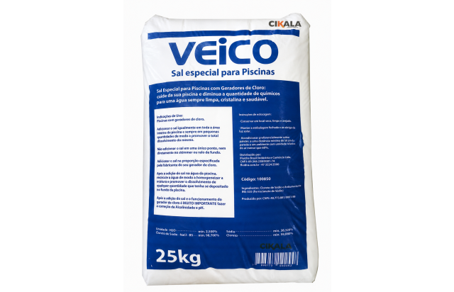 Sal para Piscina 25kg Sem Iodo VEICO para Gerador de Cloro
