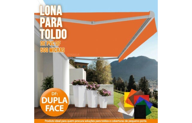 Lona DF Dupla Face Laranja PVC Vinil Espessura 500 Micras M2