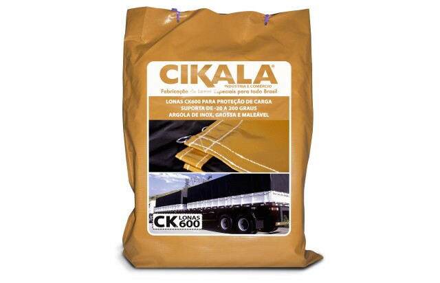 Lona de Caminhão Laranja x Preta CK600 Micras PVC Emborrachado - Resistência Proteção Segurança Grandes Cargas M2
