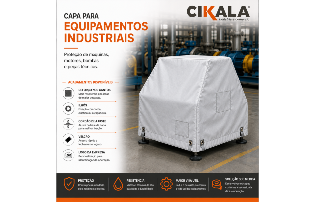 Capa para Equipamentos Industriais com Proteção para Máquinas, Motores e Bombas