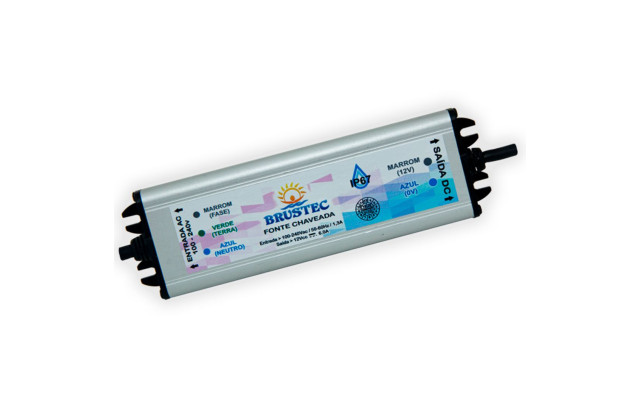 Fonte Blindada 12V 3A Brustec 36W Para Refletores e Fitas LED Piscina