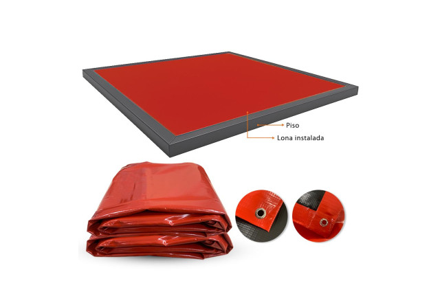 Lona para Tatame Vermelha x Preta CK600 Micras Profissional - Proteção para Ringue Octógono e Tatame EVA M2
