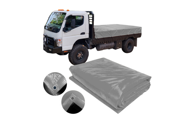 Lona de Caminhão Cinza x Preta CK400 Micras PVC - Proteção Caminhonetes Carretinhas M2