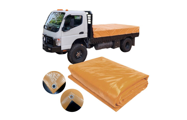 Lona de Caminhão laranja x Preta CK400 Micras PVC - Proteção Caminhonetes Carretinhas M2