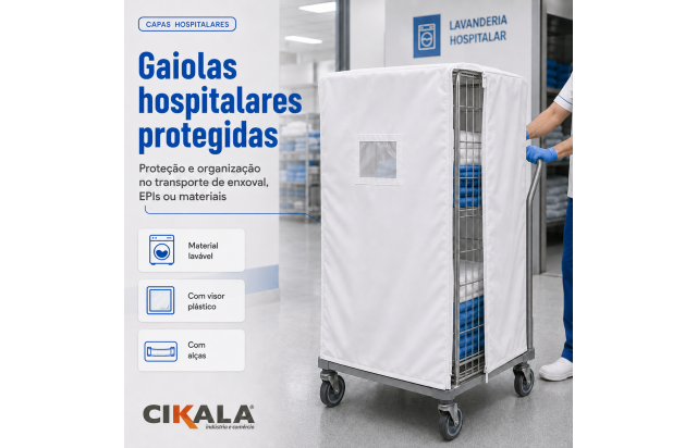 Capa para Gaiolas Hospitalares para Transporte Controlado de Enxoval, EPIs e Materiais