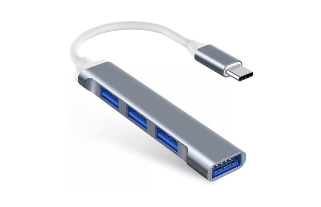 Adaptador Hub USB 4 em 1 com Entrada Tipo C Multifuncional