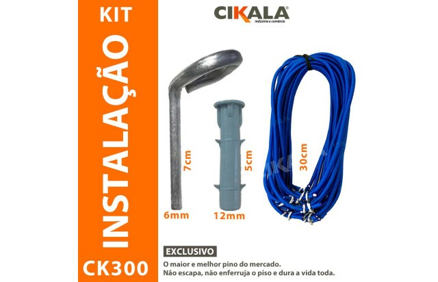 Kit de Instalação Capas para Piscina CK300 Micras Azul - Pinos em Alumínio + Buchas + Extensores Azuis